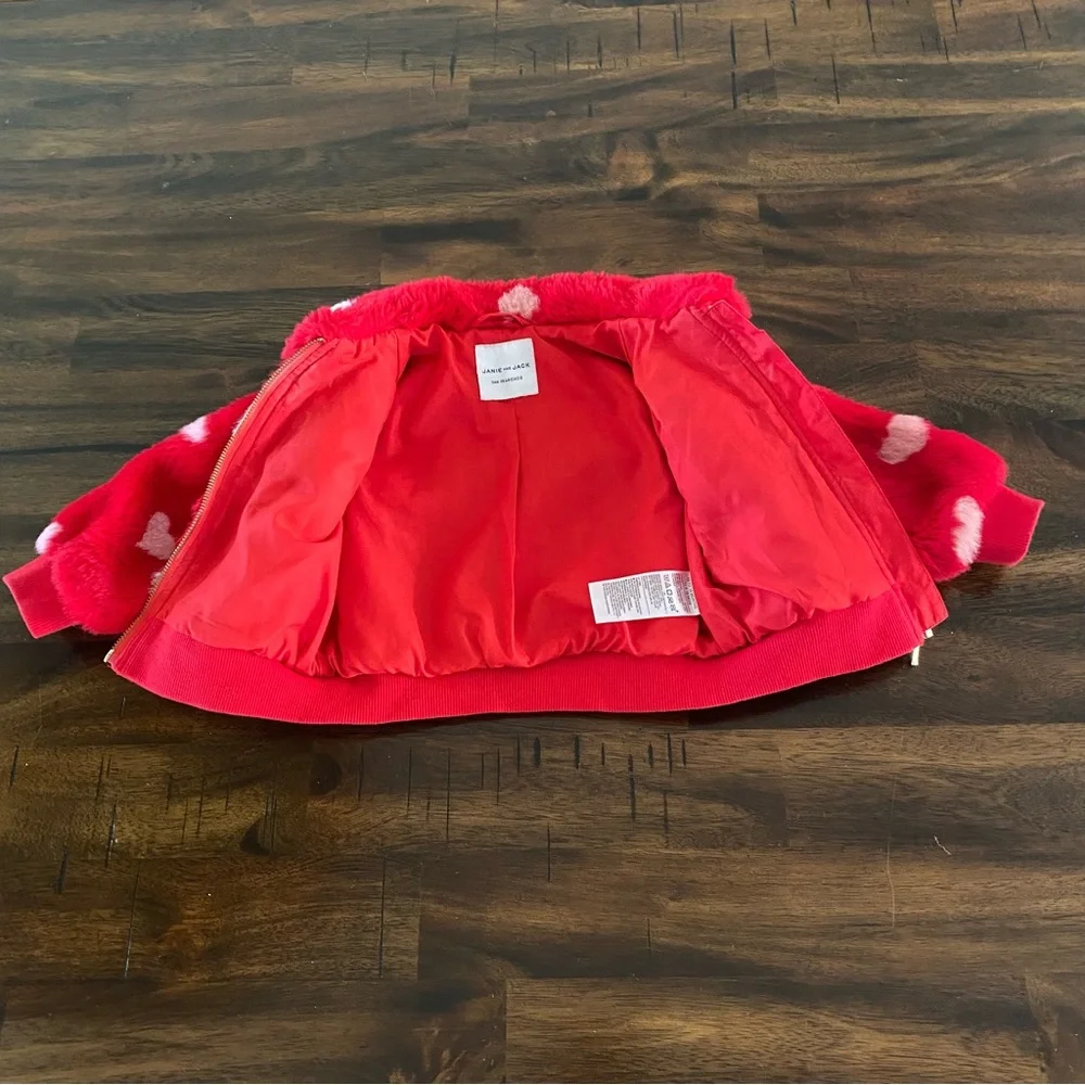 Janie and Jack Faux Fur Heart Bomber Jacket - Picture 6 of 9